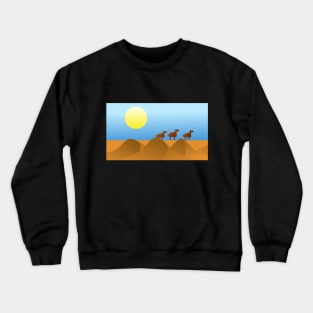 Camels in Desert Landscape Crewneck Sweatshirt